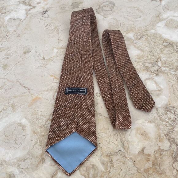 Balenciaga 100% Raw Natural Silk Tie Vintage - Picture 4 of 6